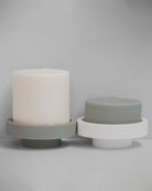 blanc + dove | escc lrg pillar candle | soy-blend unscented candles - porter green | style + sustainability