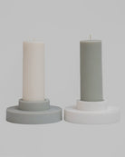 blanc + dove | escc med pillar candle | soy-blend unscented candles - porter green | style + sustainability