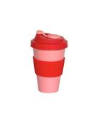 cherry + blush | urbb | biodegradable bamboo coffee cup | porter green, biodegradable coffee cups. bamboo coffee cup, reusable coffee cup australia, 12oz coffee cup, leak proof coffee cup