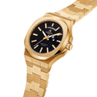 Gold/Black Frosted Stardust Constellation Day Date - from ASOROCK WATCHES  a black african american owned luxury unique watch brand with swiss rolex, Audemars Piguet, patek homage inspired style watches. Also a custom vvs moissanite diamond watch maker. 