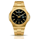 Gold/Black Frosted Stardust Constellation Day Date - from ASOROCK WATCHES  a black african american owned luxury unique watch brand with swiss rolex, Audemars Piguet, patek homage inspired style watches. Also a custom vvs moissanite diamond watch maker. 