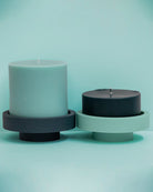 mist + ink | escc lrg pillar candle | soy-blend unscented candles - porter green | style + sustainability