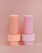 peach + petal | escc sml pillar candle | soy-blend unscented candles - porter green | style + sustainability