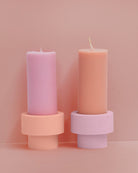 peach + petal | escc sml pillar candle | soy-blend unscented candles - porter green | style + sustainability