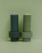 sage + olive | escc sml pillar candle | soy-blend unscented candles - porter green | style + sustainability