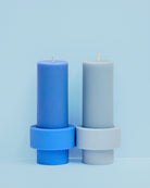 sky + kingfisher | escc sml pillar candle | soy-blend unscented candles - porter green | style + sustainability