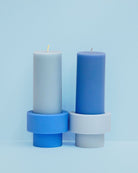 sky + kingfisher | escc sml pillar candle | soy-blend unscented candles - porter green | style + sustainability