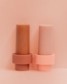 terra + peach | escc sml pillar candle | soy-blend unscented candles - porter green | style + sustainability