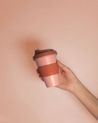 terra + peach | urbb | biodegradable bamboo coffee cup | porter green, biodegradable coffee cups. bamboo coffee cup, reusable coffee cup australia, 12oz coffee cup, leak proof coffee cup