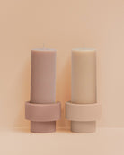 wheat + oat | escc sml pillar candle | soy-blend unscented candles - porter green | style + sustainability